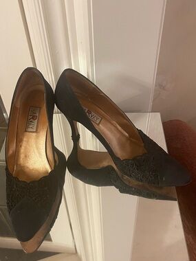 Harveys Black Lace Pointed Pumps for Women